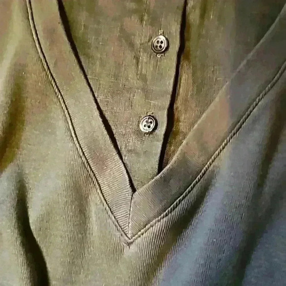 Ralph Lauren women's top blouse sz 2X  green layered neckline 3/4 sleeve… - Picture 13 of 15